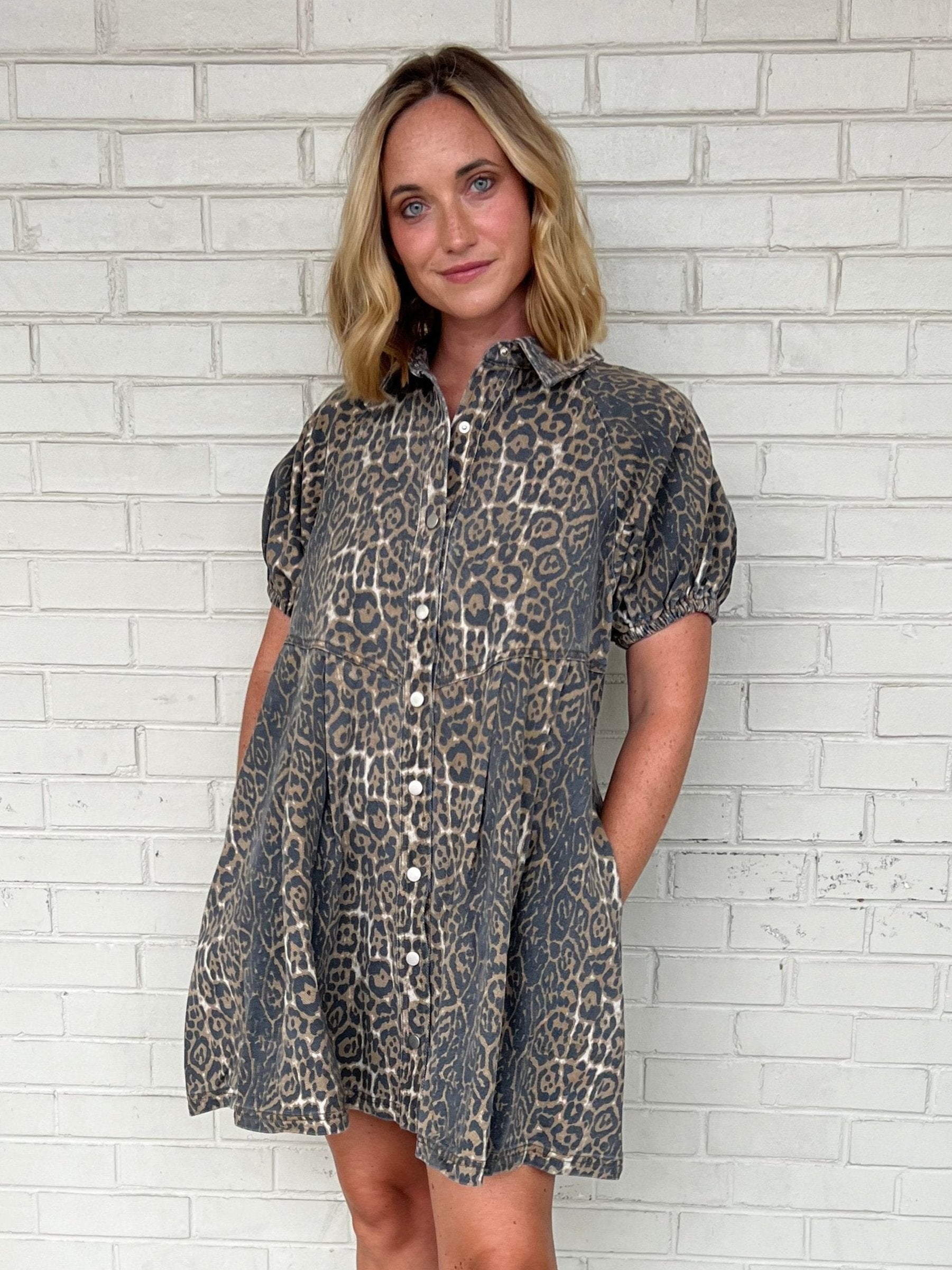 Entro | Button Front Cheetah Dress | Sweetest Stitch