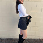 Just Black Denim | Dark Wash Denim Mini Skirt | Sweetest Stitch