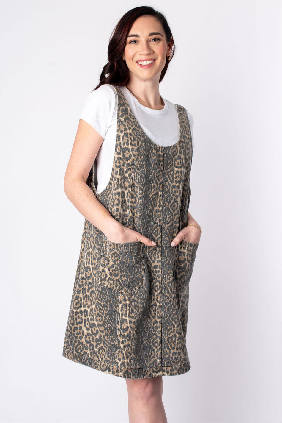 Entro | Carly Leopard Denim Dress  | Sweetest Stitch Boutique