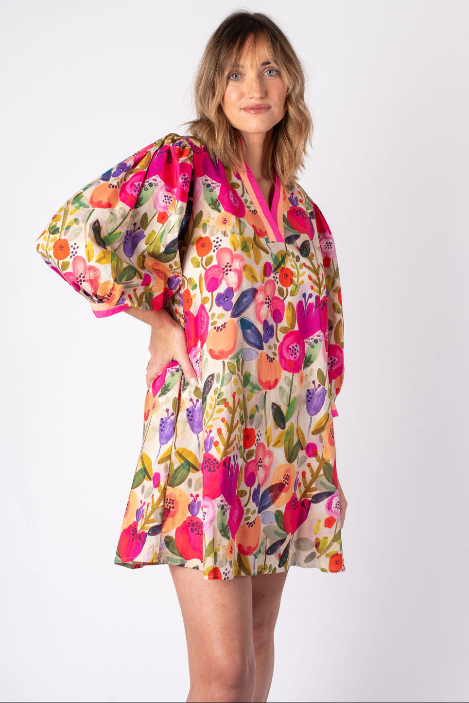 Entro | Floral 3/4 Sleeve Chloe Mini Dress | Sweetest Stitch