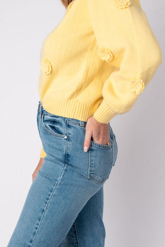 Entro | Yellow Avery Floral Sweater | Sweetest Stitch Boutique