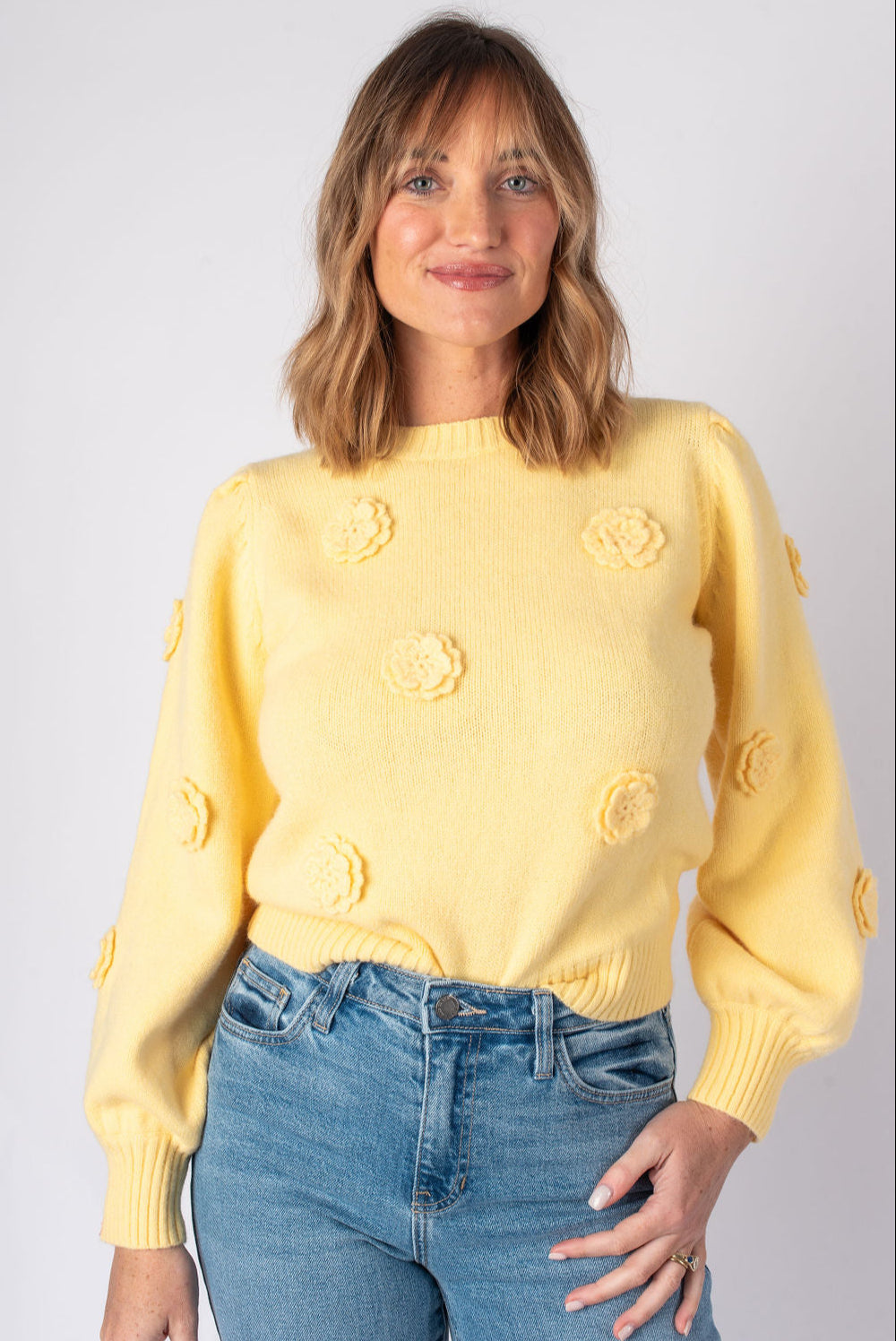 Entro | Yellow Avery Floral Sweater | Sweetest Stitch Boutique