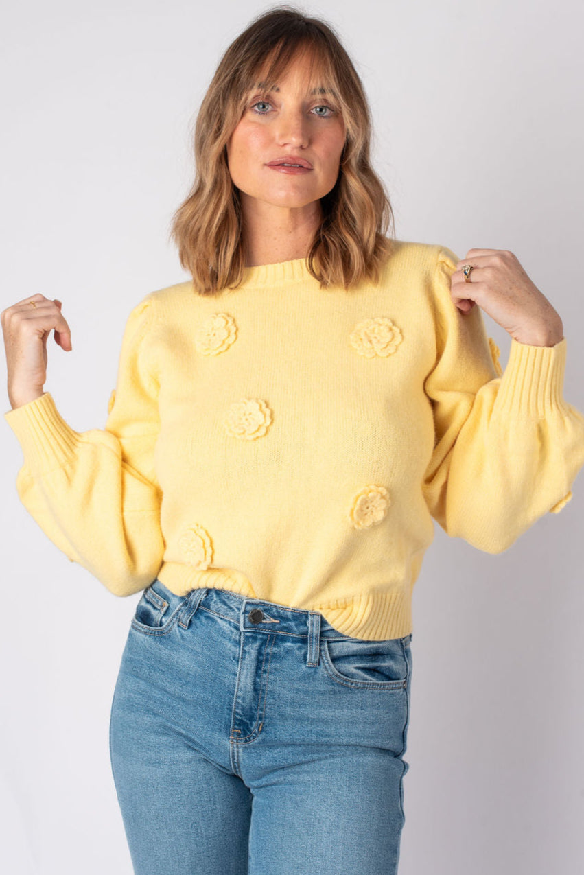 Entro | Yellow Avery Floral Sweater | Sweetest Stitch Boutique