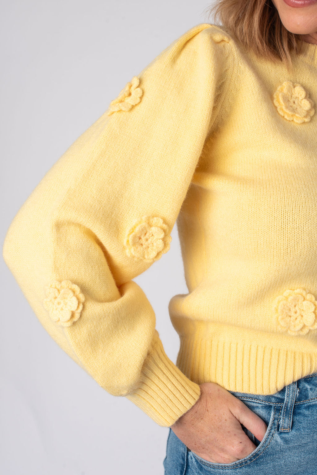 Entro | Yellow Avery Floral Sweater | Sweetest Stitch Boutique