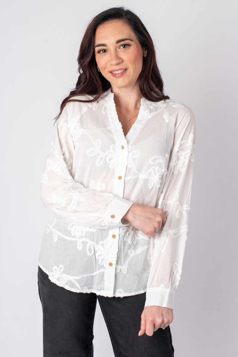 Entro | Floral Applique Charlie Blouse | Sweetest Stitch