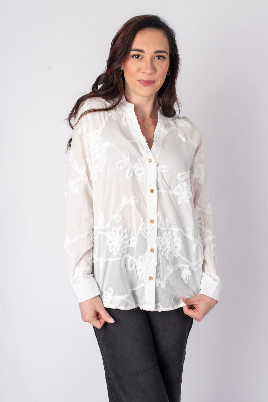 Entro | Floral Applique Charlie Blouse | Sweetest Stitch