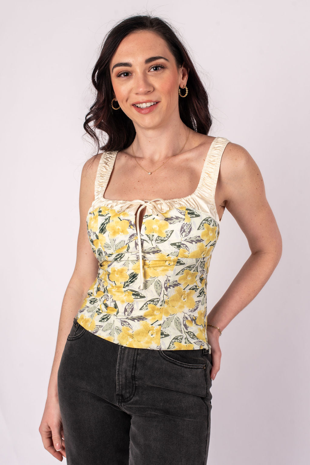 ASTR the Label | Milkmaid Top - Lemon Floral | Sweetest Stitch