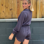 Entro | Long Sleeve Charcoal Romper | Sweetest Stitch 