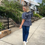 Entro | Navy Floral Puff Sleeve Top | Sweetest Stitch Richmond