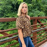 Entro | Run Wild Leopard Peplum Top Camel | Sweetest Stitch