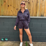 Entro | Long Sleeve Charcoal Romper | Sweetest Stitch 