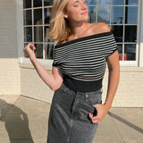 Among The Stars Striped Off Shoulder Top