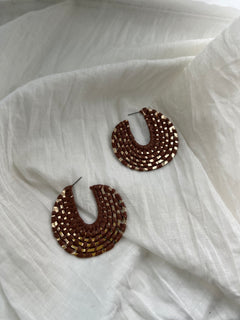 Gold Open Disk Raffia Hoops | Sweetest Stitch Boutique