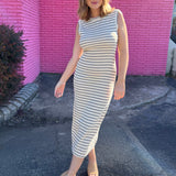 Side By Side Striped Maxi Dress