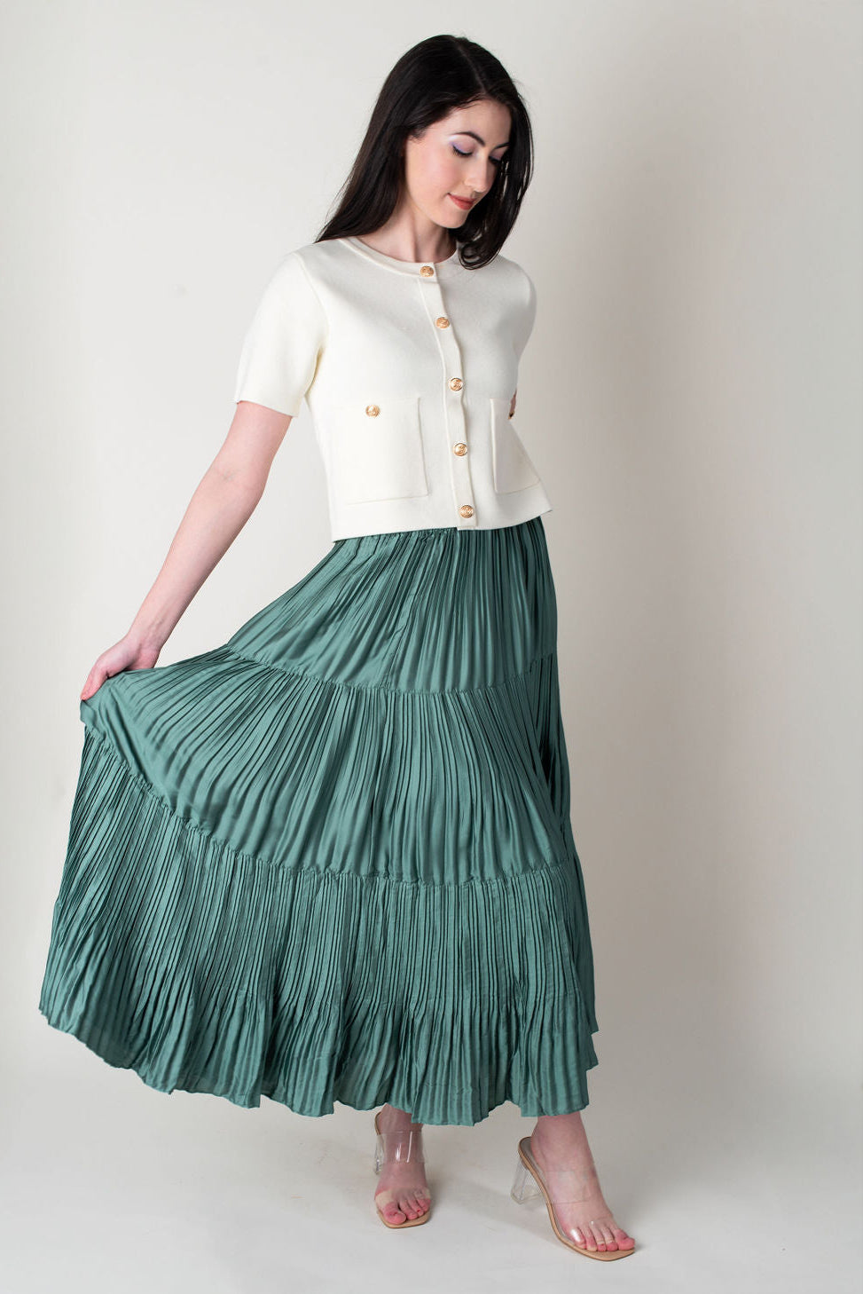 Current Air | Lucy Pleated Midi Skirt | Sweetest Stitch