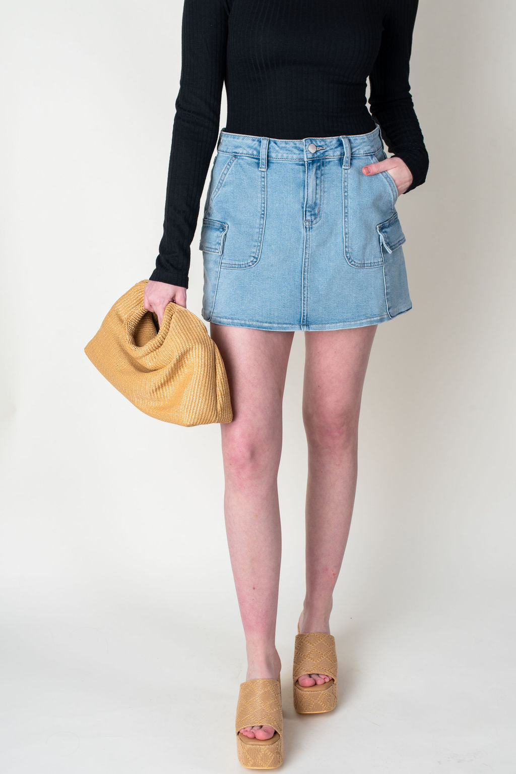 Just Black Denim | Cargo Denim Mini Skirt | Sweetest Stitch