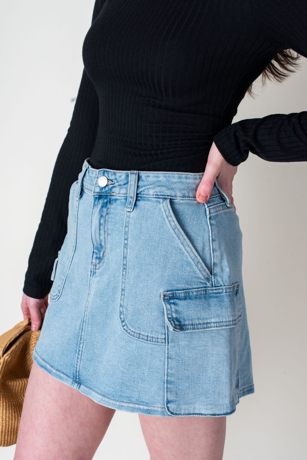 Just Black Denim | Cargo Denim Mini Skirt | Sweetest Stitch