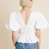 Aureum | White Puff Sleeve Top | Sweetest Stitch Shop Cute Tops 