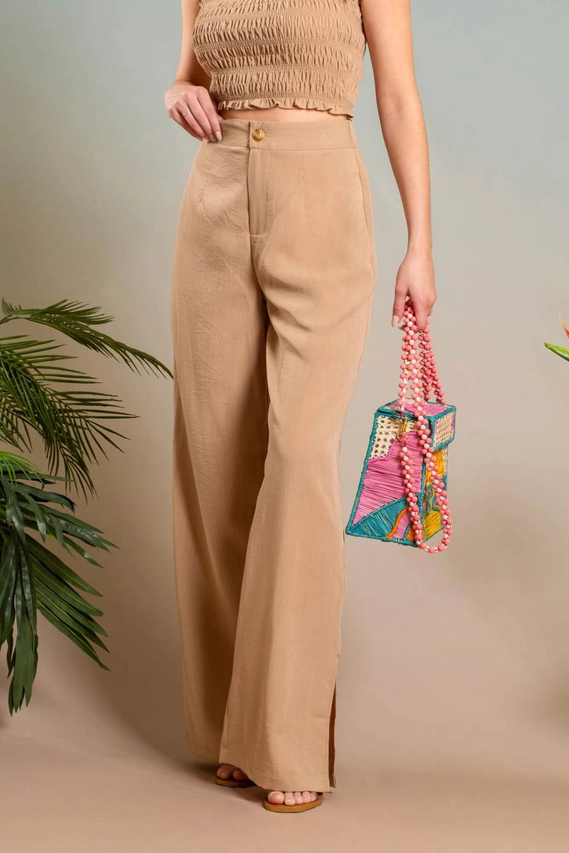 Blu Pepper | Tan Wide Leg Pants | Sweetest Stitch Shop Womens