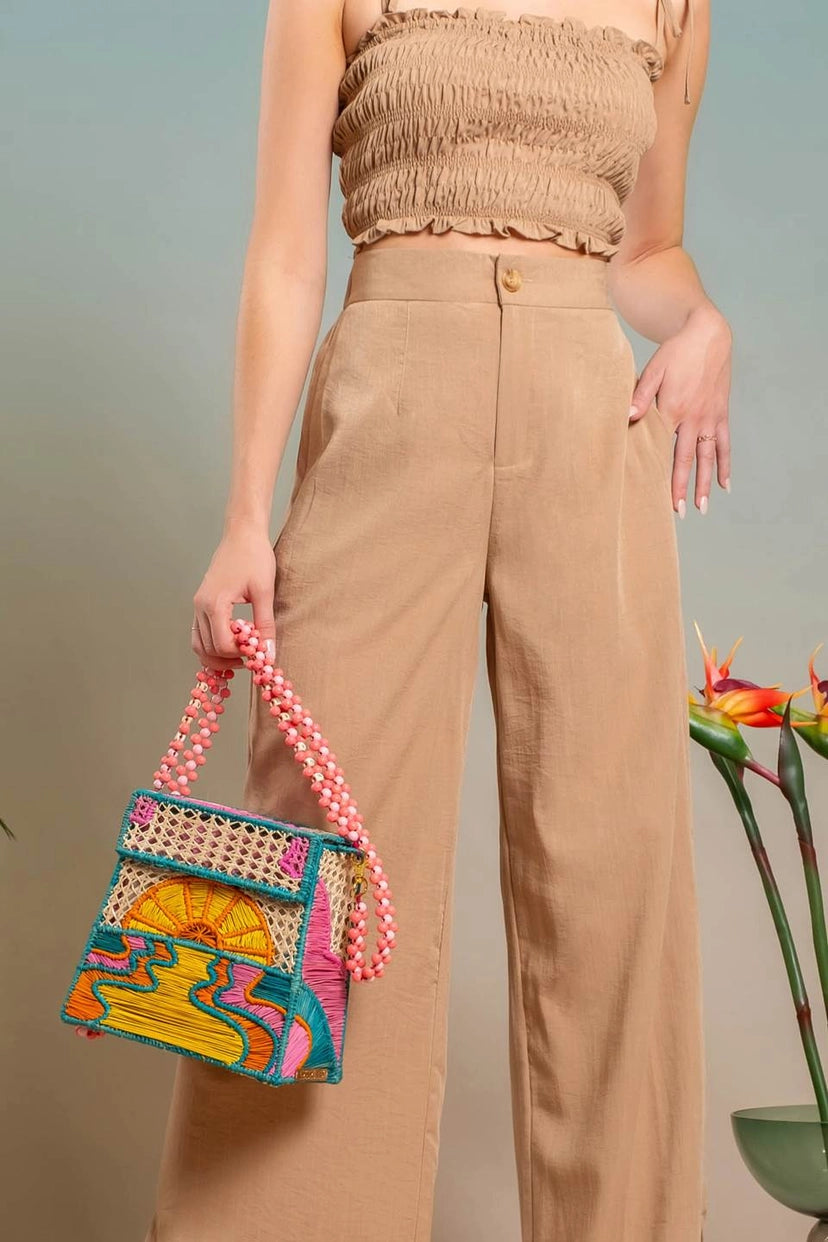 Blu Pepper | Tan Wide Leg Pants | Sweetest Stitch Shop Womens