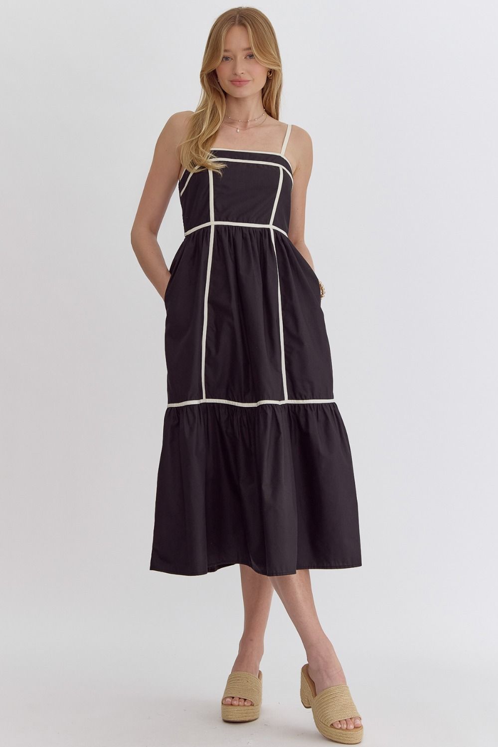 Entro | Black White Midi Dress | Sweetest Stitch Shop Midi Dresses