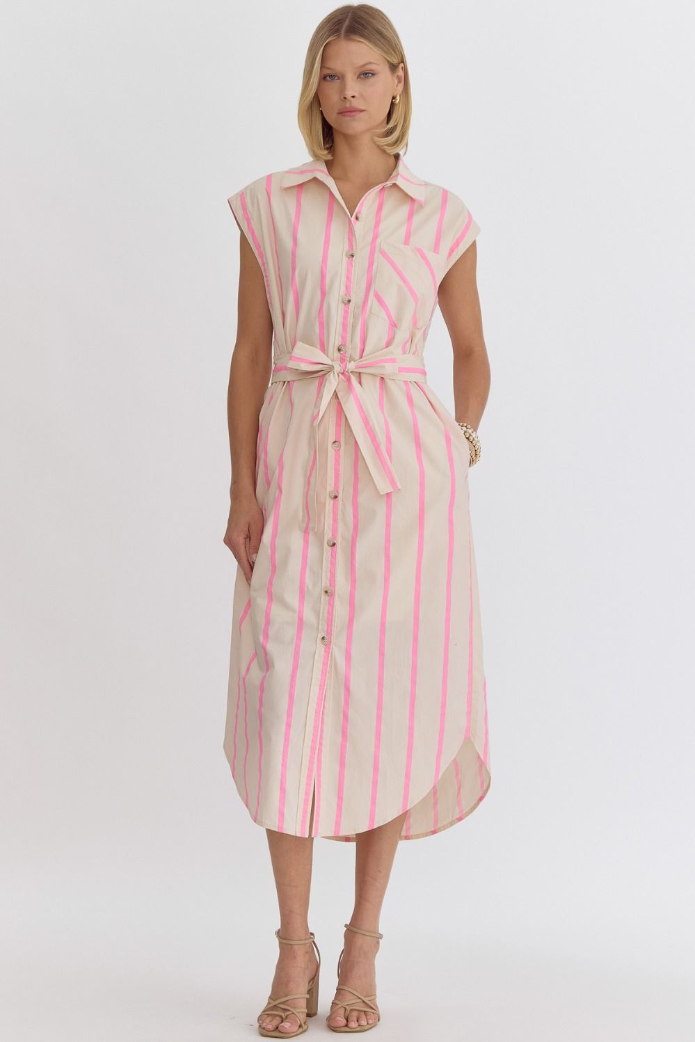 Entro | Striped Midi Shirt Dress | Sweetest Stitch Shop Richmond