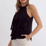 Entro | Black Ruffle Sleeveless Top | Sweetest Stitch Richmond