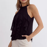 Entro | Black Ruffle Sleeveless Top | Sweetest Stitch Richmond