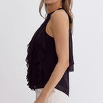 Entro | Black Ruffle Sleeveless Top | Sweetest Stitch Richmond