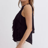 Entro | Black Ruffle Sleeveless Top | Sweetest Stitch Richmond