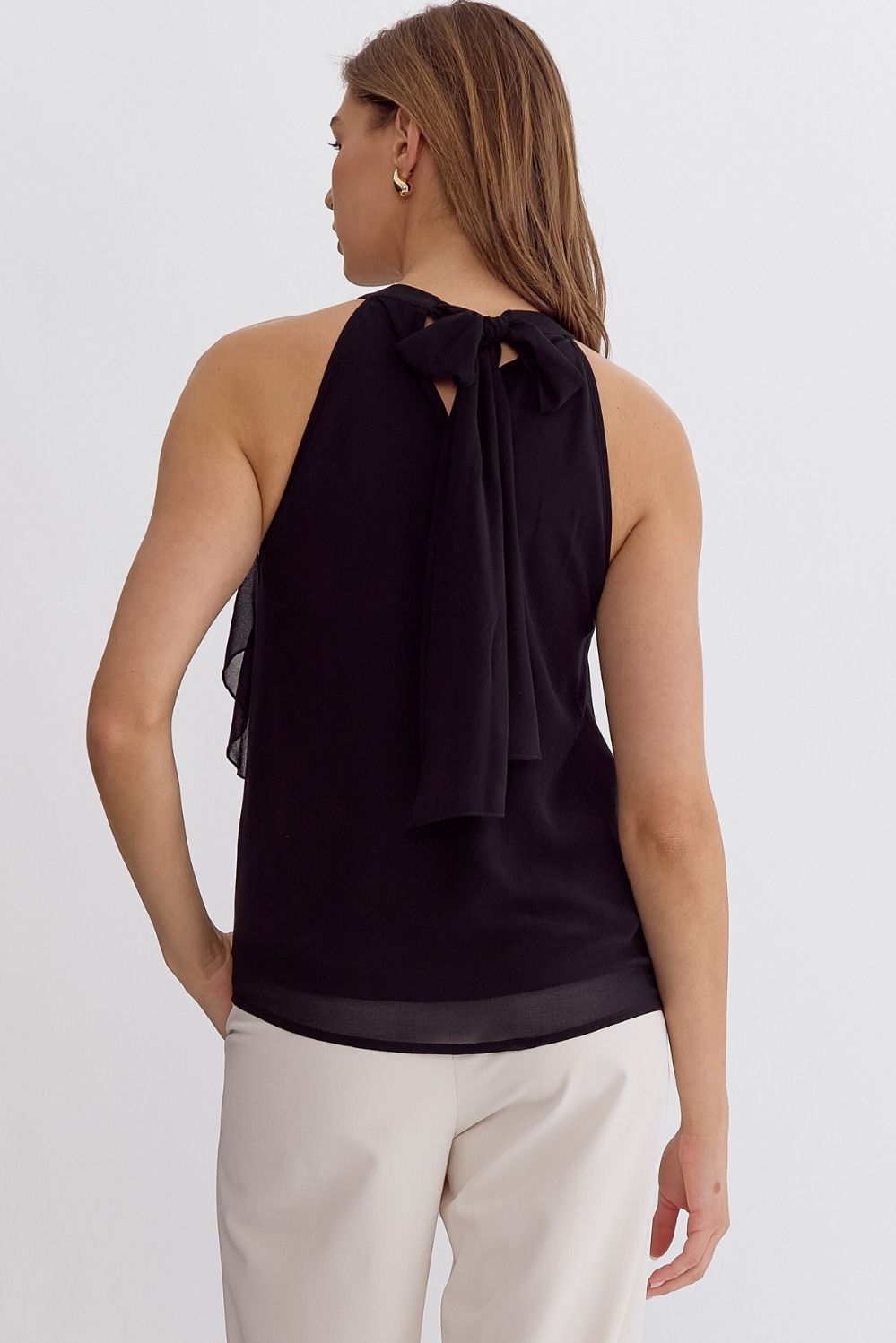 Entro | Black Ruffle Sleeveless Top | Sweetest Stitch Richmond