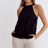 Entro | Black Ruffle Sleeveless Top | Sweetest Stitch Richmond