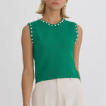 Entro | Green Pearl Sleeveless Top | Sweetest Stitch Shop Tops 