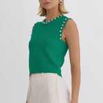 Entro | Green Pearl Sleeveless Top | Sweetest Stitch Shop Tops 