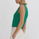 Entro | Green Pearl Sleeveless Top | Sweetest Stitch Shop Tops 