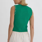 Entro | Green Pearl Sleeveless Top | Sweetest Stitch Shop Tops 