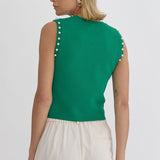 Entro | Green Pearl Sleeveless Top | Sweetest Stitch Shop Tops 