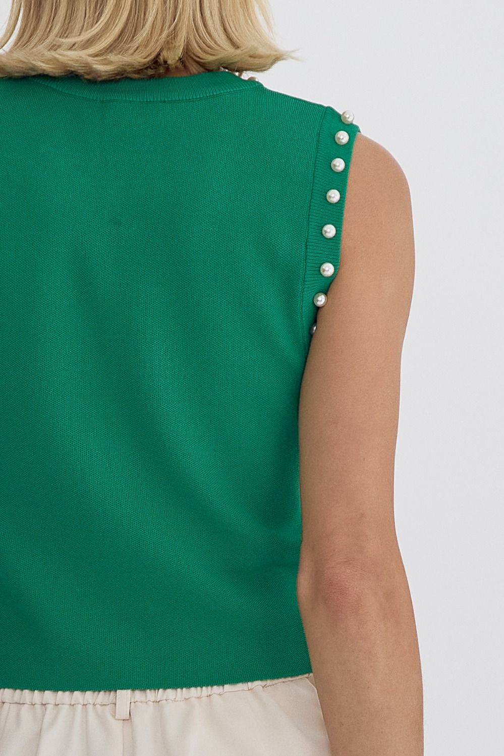 Entro | Green Pearl Sleeveless Top | Sweetest Stitch Shop Tops 