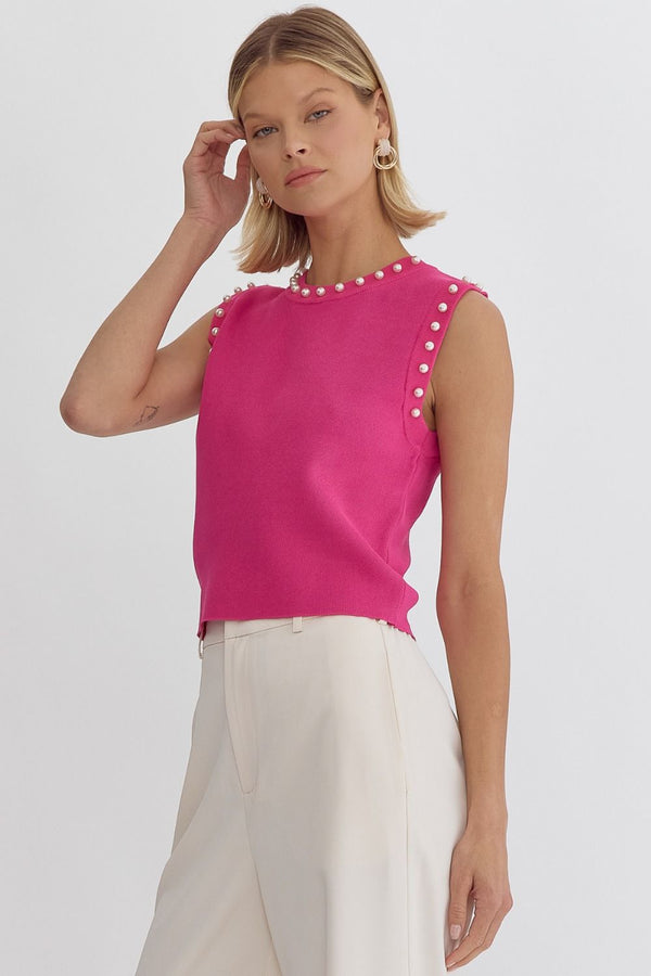 Entro | Pink Pearl Sleeveless Top | Sweetest Stitch Buy Cute Tops