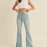 Just Black Denim | Light Wash Split Flare Jeans | Sweetest Stitch