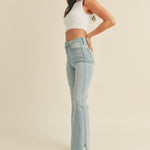 Just Black Denim | Light Wash Split Flare Jeans | Sweetest Stitch