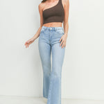 Just Black Denim | Light Wash Cropped Flare Jeans Light | Sweetest Stitch 