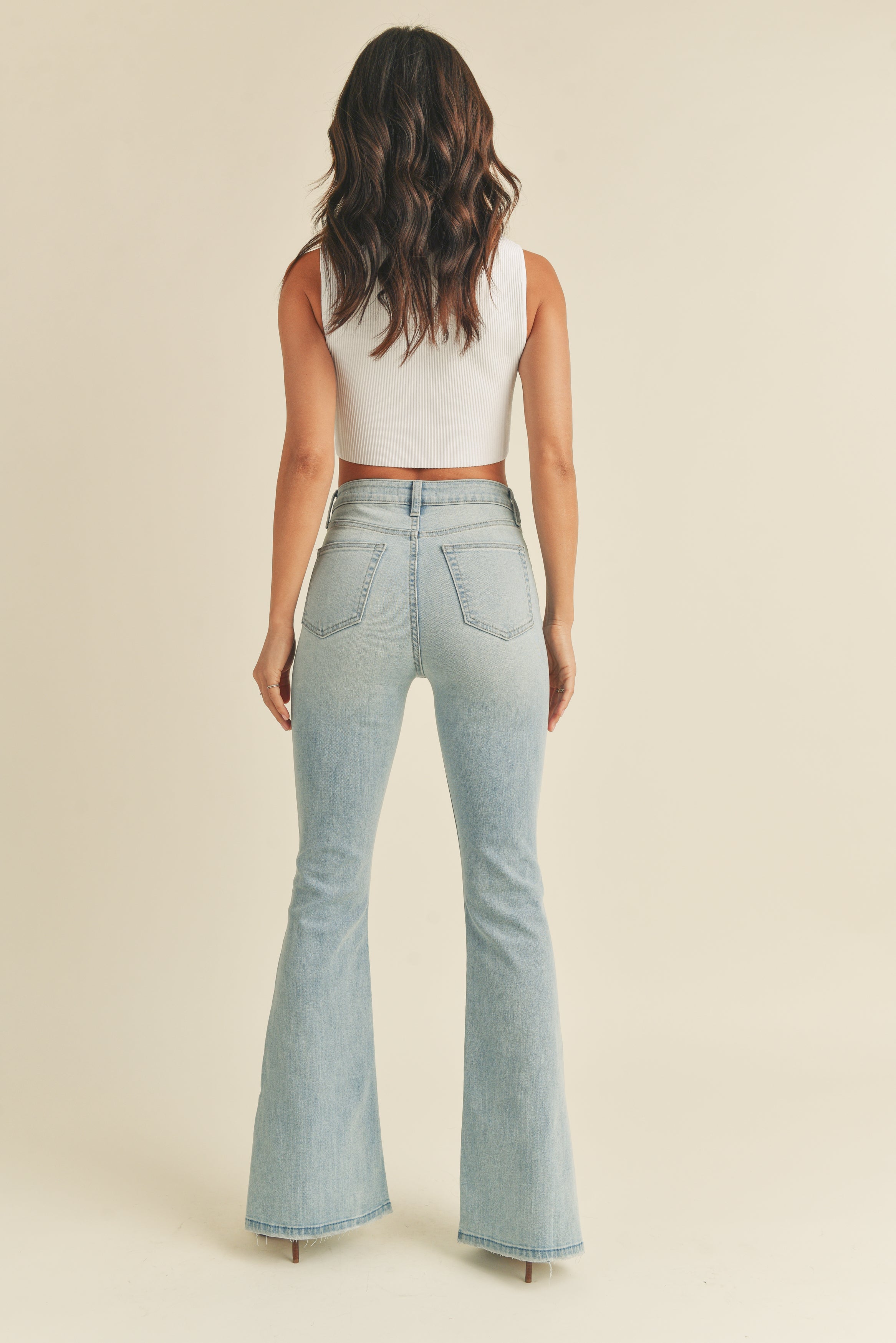 Just Black Denim | Light Wash Split Flare Jeans | Sweetest Stitch