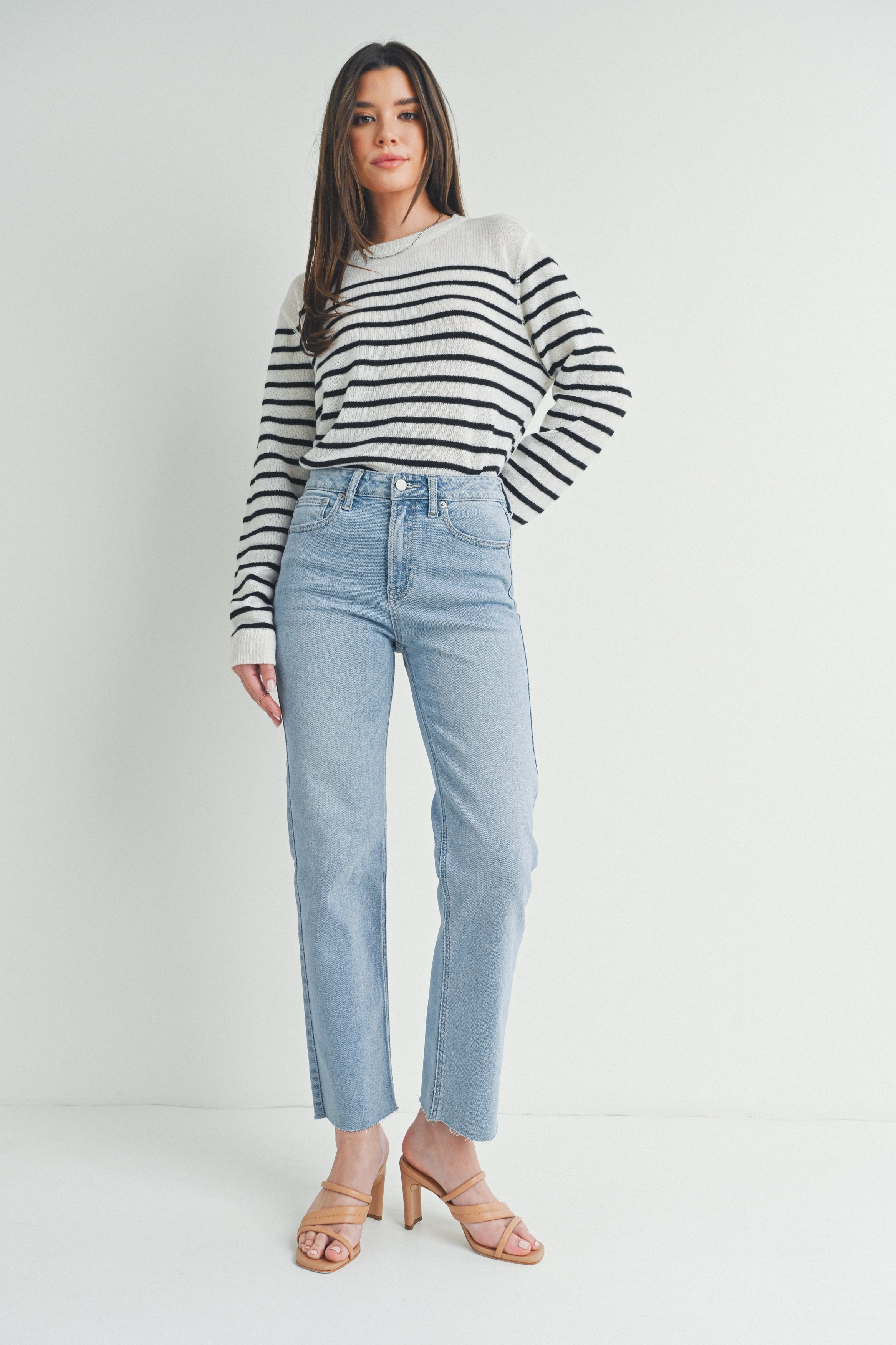 Just Black | Light Wash Straight Straight Leg Jeans | Sweetest Stitch