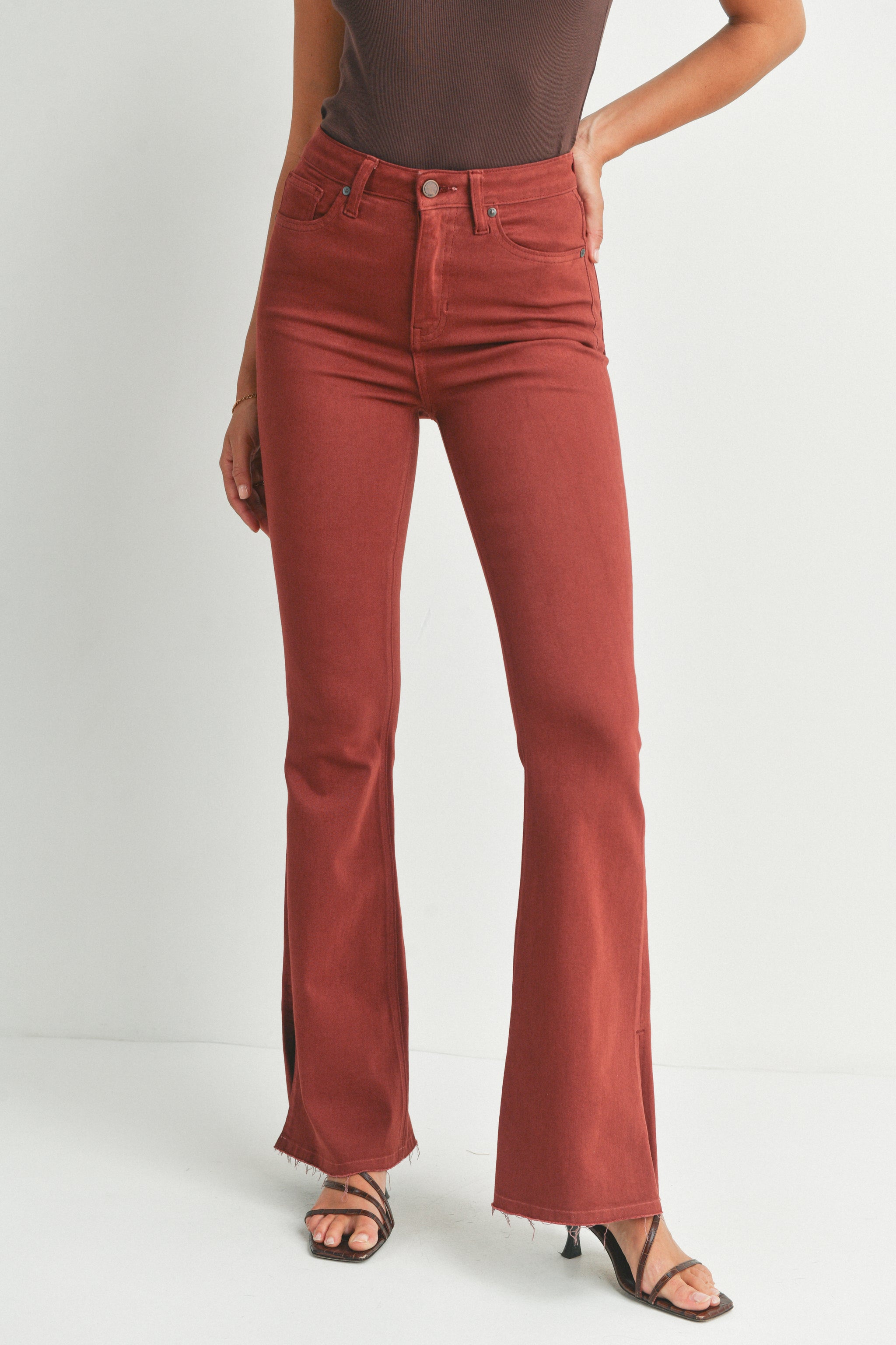 Just Black Denim, Red Flare Jeans for Women