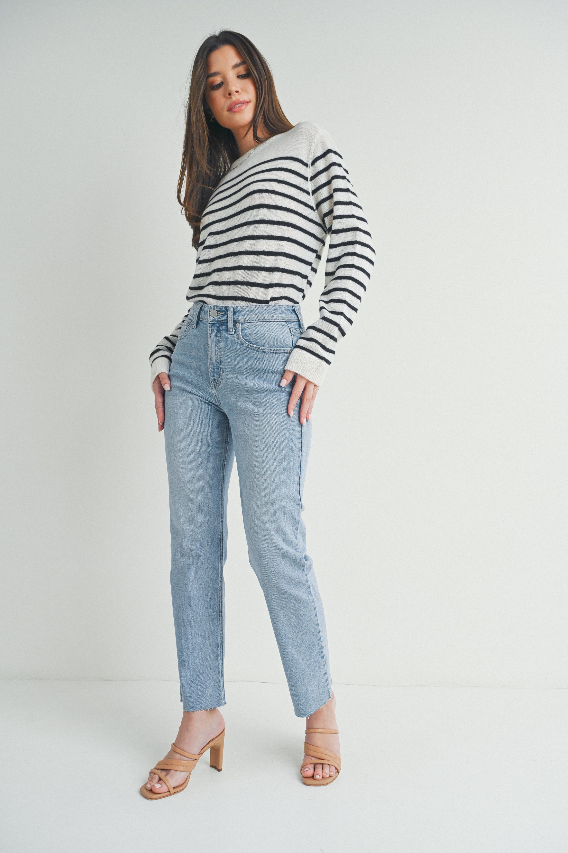 Just Black | Light Wash Straight Straight Leg Jeans | Sweetest Stitch